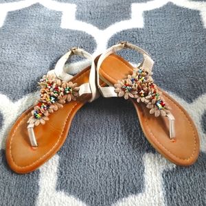 Boho Burlap Beaded Sandals